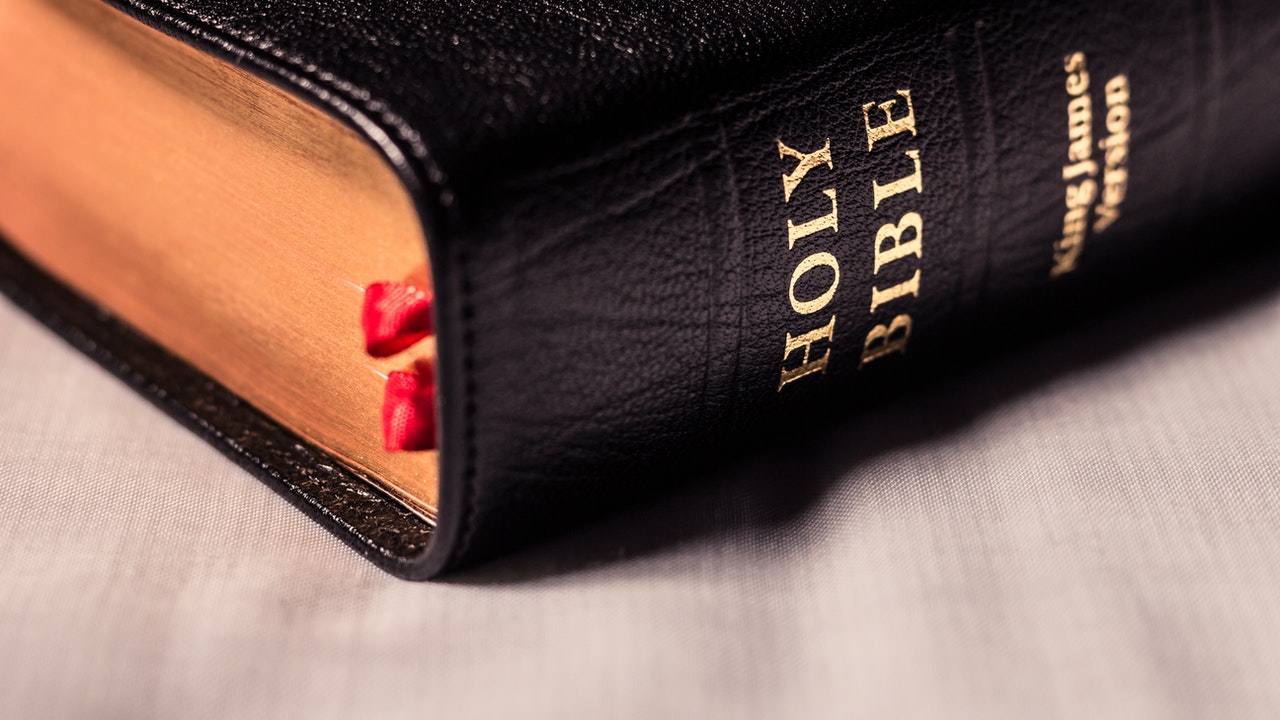 Black leather bound Bible